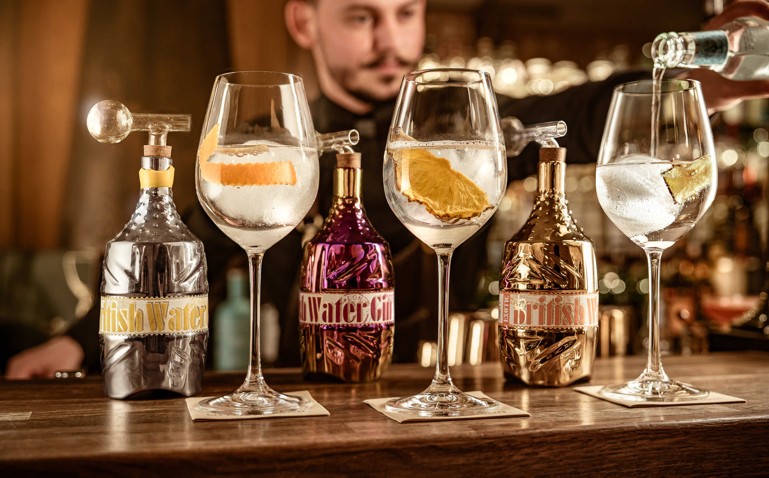 British Water Gins an der Bar